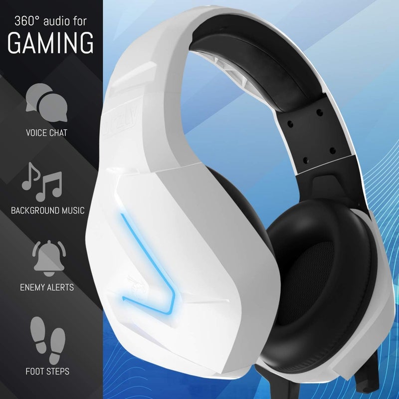 Orzly Gaming Headset (White) for PC and Gaming Consoles PS5, PS4, Xbox Series X | S, Xbox ONE, Nintendo Switch & Google Stadia Stereo Sound with Noise Cancelling mic - Hornet RXH-20 Siberia Edition - Image 2